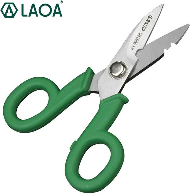 Laoa Elektriker Schere aus rostfreiem Edelstahl in Grün, 5,5 Zoll Abisolierschere zum Schneiden von Drähten - Bild 1