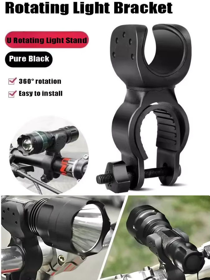KDULIT Universal Fahrrad Lenkerhalterung für LED Taschenlampen mit 360 Grad Rotation, Schwarz - Bild 6