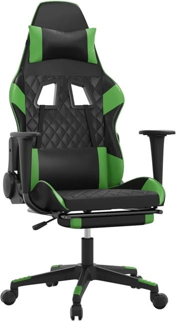 vidaXL Gaming-Stuhl Modell 8 in Schwarz und Grün aus Kunstleder mit Fußstütze und Kopfstütze - Bild 1