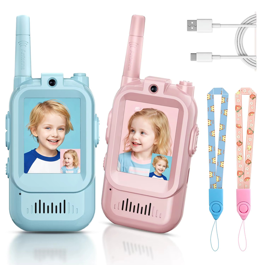 Ourlife Video-Walkie-Talkies für Kinder mit 2-Zoll-HD-Bildschirm, 2 Stück, Blau - Bild 6