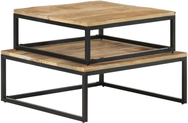 vidaXL Satztische 2er-Set aus Mango Massivholz in Braun im industriellen Look - Bild 1