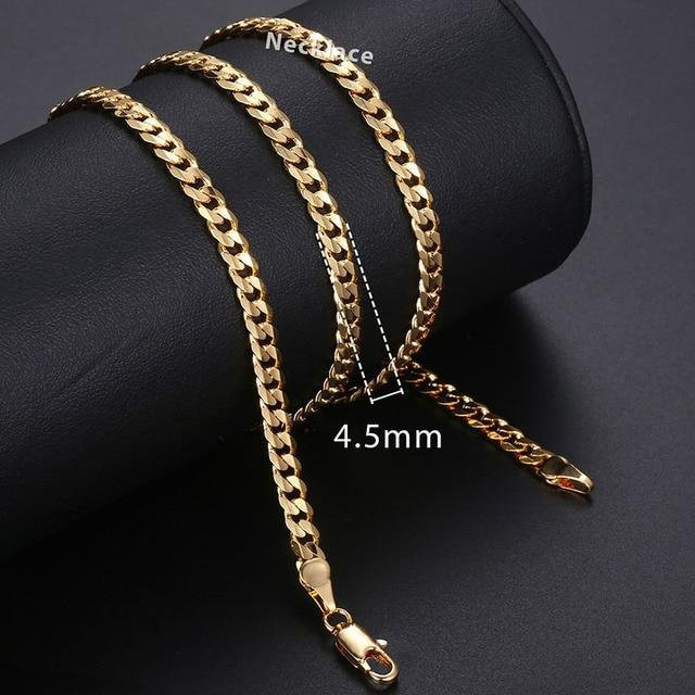 Halskette Edelstahl, Gold gefüllt, Weizen-Figaro-Seil, kubanische Gliederkette, 55 cm, Unisex - Bild 1