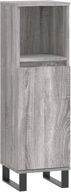 vidaXL Badschrank in Grau Sonoma im industriellen Stil mit offenen Regalfächern und Türen, B/T/H: 30 x 30 x 100 cm - Bild 1