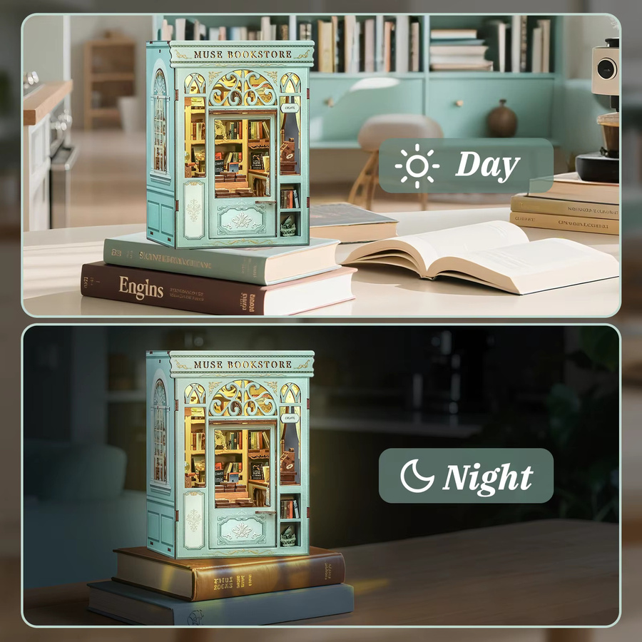 CUTEBEE DIY-Bücherladen-Puppenhaus-Bausatz, Holz, mit Licht - Bild 2