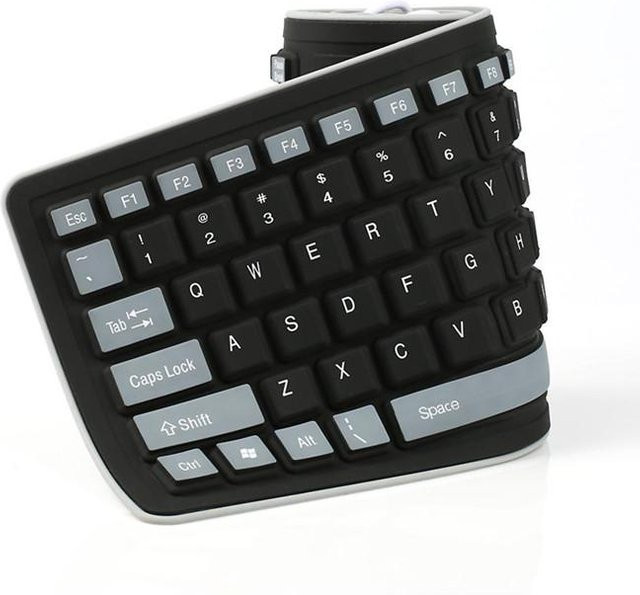 Happy Super Creative Silikontastatur, tragbar, faltbar und wasserdicht, USB-Anschluss, Schwarz - Bild 1