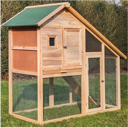 NYVI Kaninchenstall Semplice mit Auslauf aus Holz in Natur, wetterfest für draußen, B/T/H: 138 x 61 x 120,5 cm