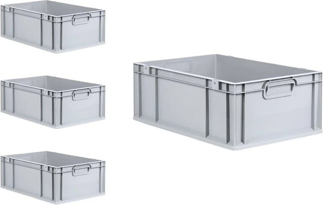 PROREGAL SuperSparSet 4x Eurobox NextGen Grip mit Scharnierdeckel und blauen Schiebeschnappverschlüssen, Grau, H x B x T: 22 x 40 x 60 cm - Bild 1