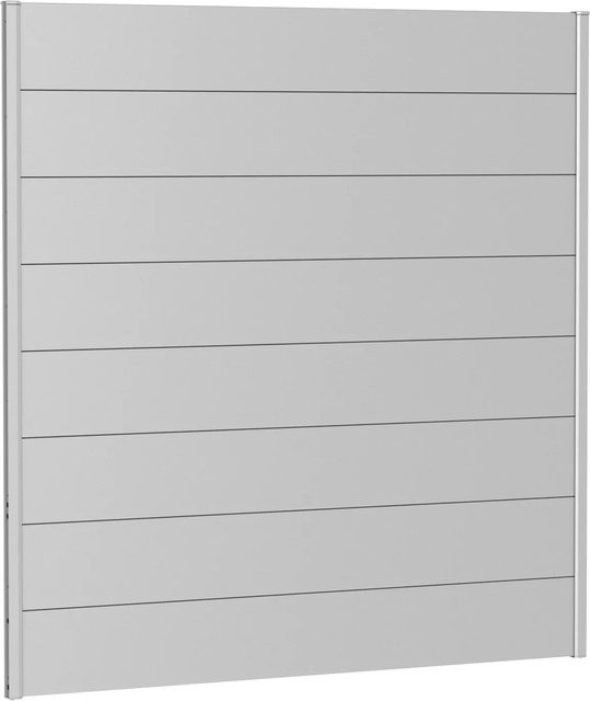 Biohort Wandpaneel Sichtschutz aus Stahlblech, feuerverzinkt und lackiert, Silber-Metallic, B/H: 180 x 180 cm - Bild 1