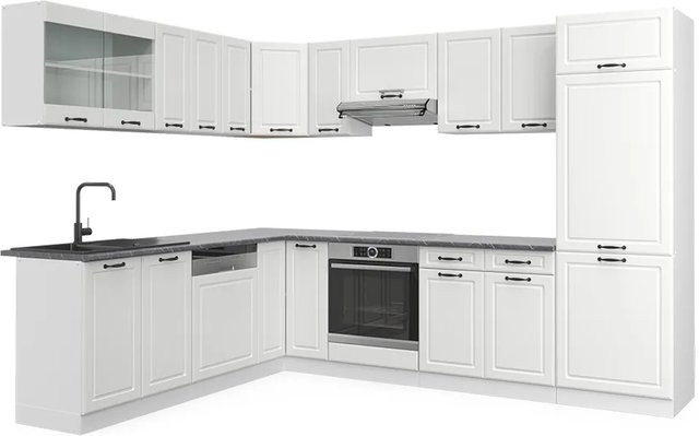 Vicco R-Line Eckküche Landhaus Weiß-strukturiert Weiß Anthrazit - Bild 1