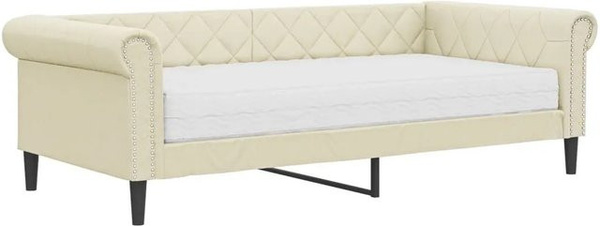 vidaXL Tagesbett mit Matratze in Beige aus Kunstleder und Textil, B/T/H: 235 x 90 x 68 cm