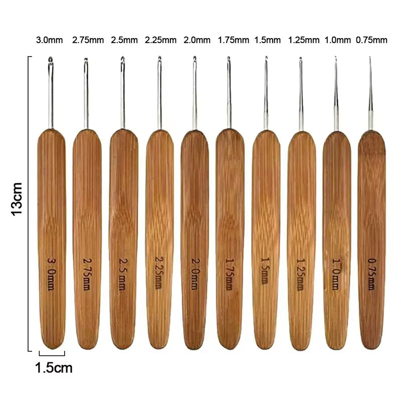 Handgefertigter Häkelhaken mit Bambusgriff in Blau, Häkelnadel-Set für DIY-Projekte von 0,5 mm bis 6,0 mm - Bild 5