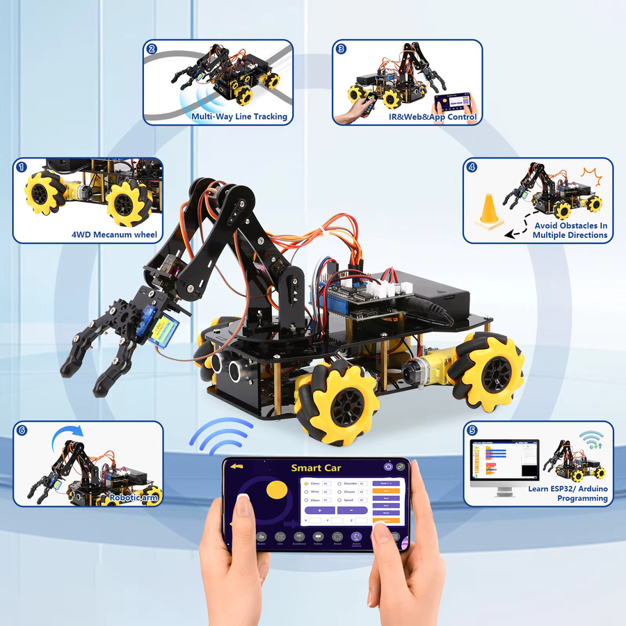 KUONGSHUN Intelligenter Roboterarm-Bausatz, 4WD Ferngesteuertes Auto, ab 8 Jahren - Bild 2