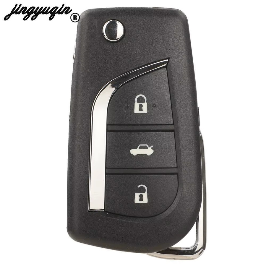Jingyuqin Flip Remote Autoschlüssel Anhänger mit 3 Tasten und H-8A Chip für Toyota Camry Hilux Corolla 2018, 433MHz - Bild 2