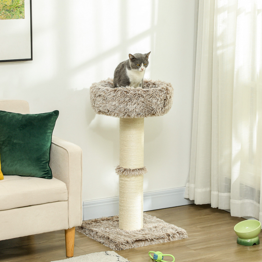 PawHut Kratzbaum Braun mit Bett und Sisal-Kratzsäulen, Höhe: 87 cm - Bild 2