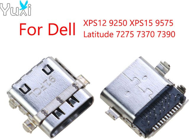 YuXi 2er-Set USB Typ C Ladeport Buchse Stecker für Dell XPS 12 9250, XPS 15 9575, Latitude 7275, 7370 und 7390 in Silber - Bild 1