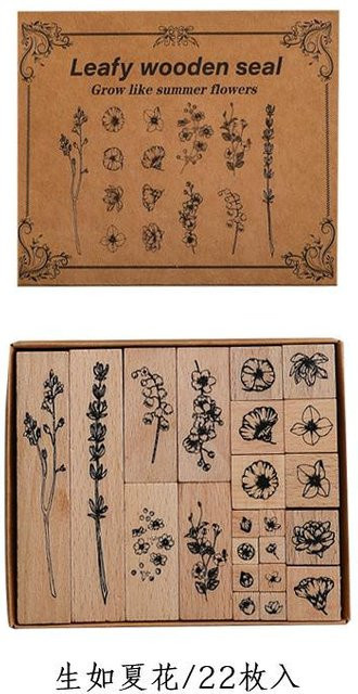 Yoofun Holzstempel-Set mit Pflanzen, Blättern und Blumen für Scrapbooking und Kartenherstellung, 30 Stück - Bild 1
