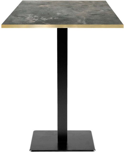 RestooTab Stehtisch Milan quadratisch in Steingrau und Schwarz mit messingfarbenen Kanten, B/T/H: 60 x 60 x 113 cm - Bild 1