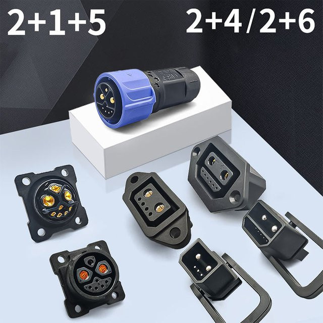DIVEDEER E-Bike Lithium Batterie Ladekabel Adapter Set mit 2+6, 2+1+5 und 2+4 Steckverbindern, Schwarz - Bild 1