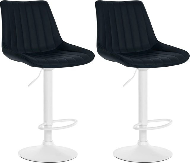 DELUKE Barhocker RIO 2er Set, Tresenhocker aus Kunstleder in Schwarz und Weiß mit Lehne und 360 Grad Drehsitz - Bild 1