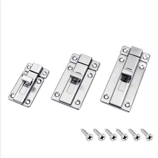 Universal Türschloss als oberflächenmontierter Riegel für Innenschiebetüren aus Edelstahl in Silber - Bild 1