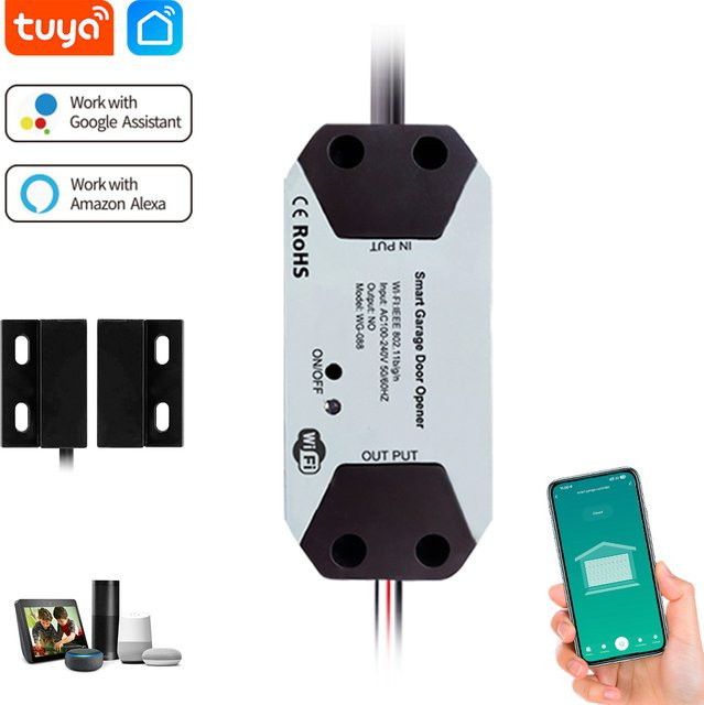 Tuya Smart Garagentor-Controller mit WiFi für Alexa und Google Home, weißer Türöffner mit App-Fernbedienung und Sprachsteuerung - Bild 1