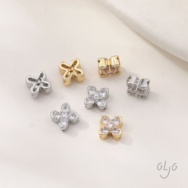QTOUYE Blumen-Abstandsperlen, Messing, 14k Vergoldet, 8mm - Bild 1