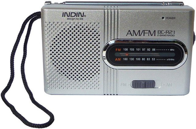 INDIN BC-R21 AM/FM Dualband-Radioempfänger tragbarer Player mit integriertem Lautsprecher und 3,5-mm-Klinkenstecker in Silber Grau - Bild 1