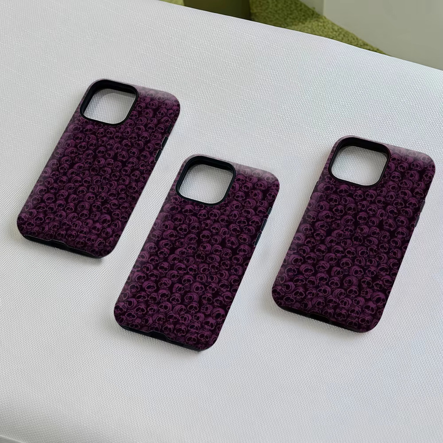 Potdemiel Handyhülle mit Violettem Totenkopf-Schleier Design für iPhone 17 16 15 14 13 Pro Max Plus, robuste doppelschichtige Magnet-Schutzhülle in Violett - Bild 5