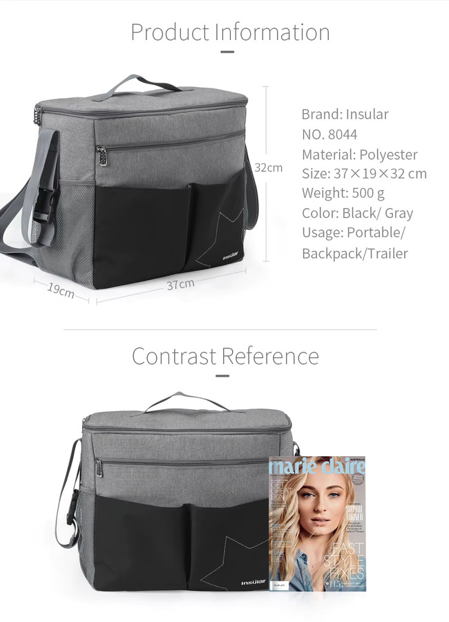 Wasserdichter Baby-Windelrucksack als Doppelschultertasche in Schwarz mit großer Kapazität zum Aufhängen am Kinderwagen - Bild 6