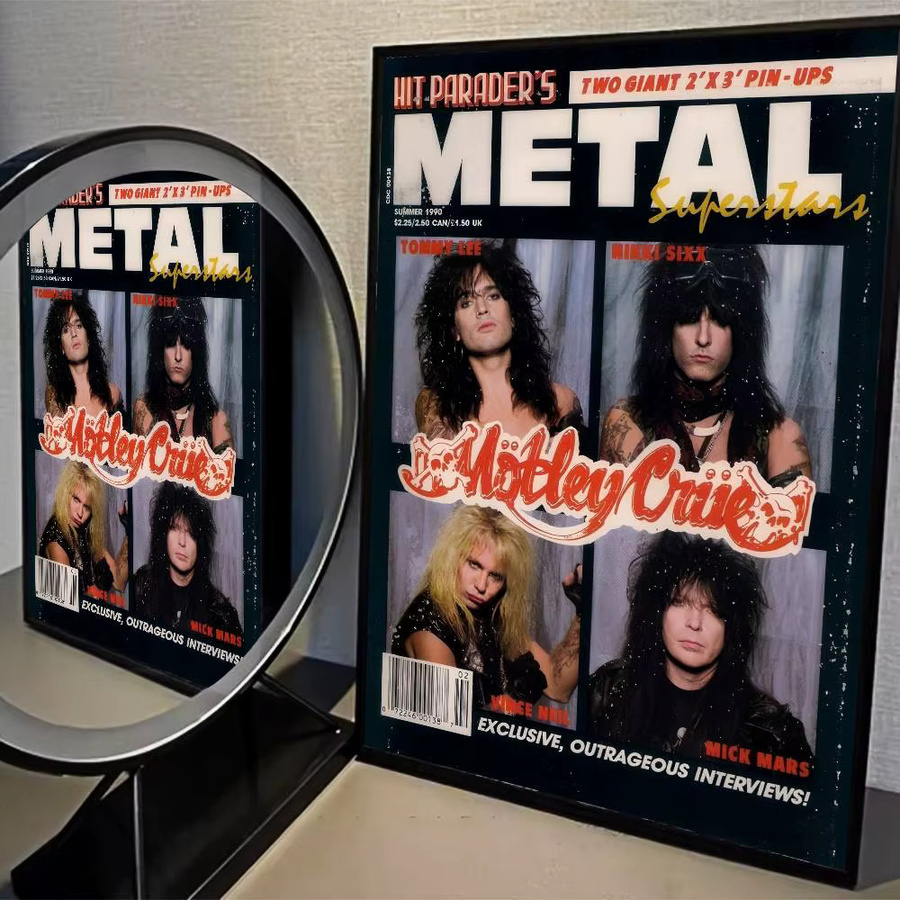 Motley Crue Retro DIY-Klebeposter in Weiß mit nordischem Grafikdesign und Typografie als Wandkunst aus Papier - Bild 4