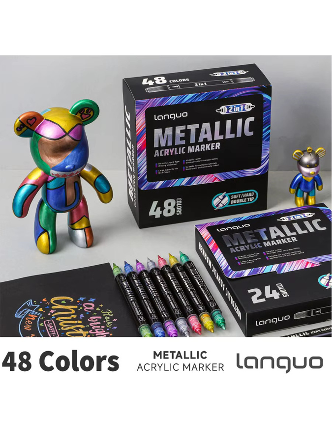 LanGuo Acrylmarker-Set mit Dual Tip für Künstler und Schüler, Mehrfarbig - Bild 7