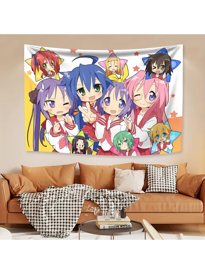 VIKAMA Lucky Star Wandteppich mit japanischen Anime-Charakteren in Multicolour, B/H: 60 x 40 cm - Bild 3