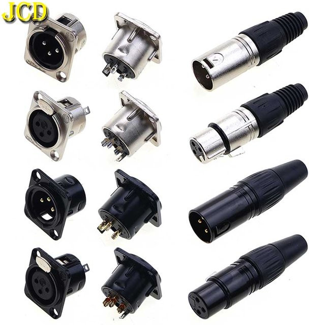 JCD XLR 3-Pin Audio-Stecker Set Männlich und Weiblich für Mikrofon und Mixer in Silber - Bild 1