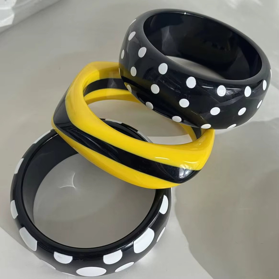 HUANZHI Armband, Harz, Damen, Weiß Schwarz - Bild 5