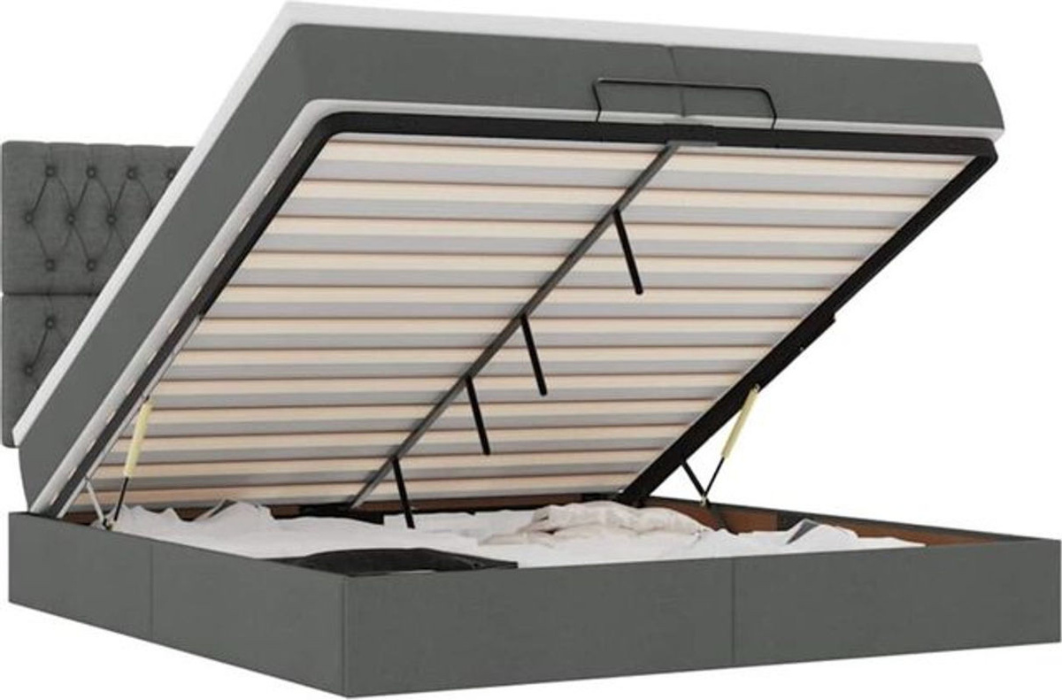 vidaxl Ottoman Polsterbett mit Matratzen in Anthrazit Grau aus Stoff B/T: 200 x 200 cm - Bild 1