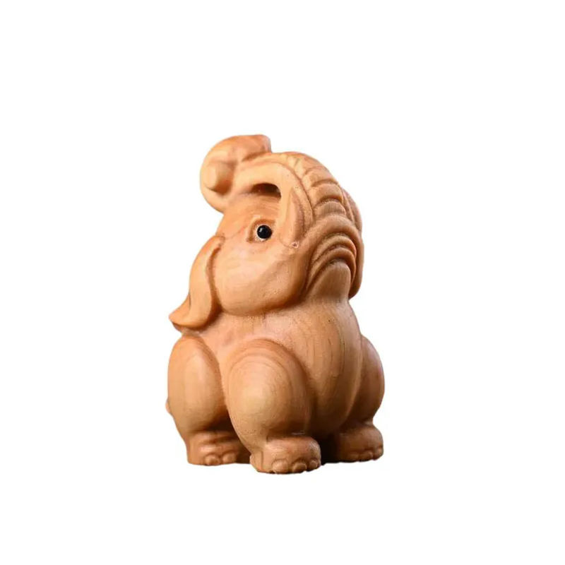 Handgefertigte Elefantenfigur aus Holz in Braun zur Innen- und Außendekoration - Bild 4