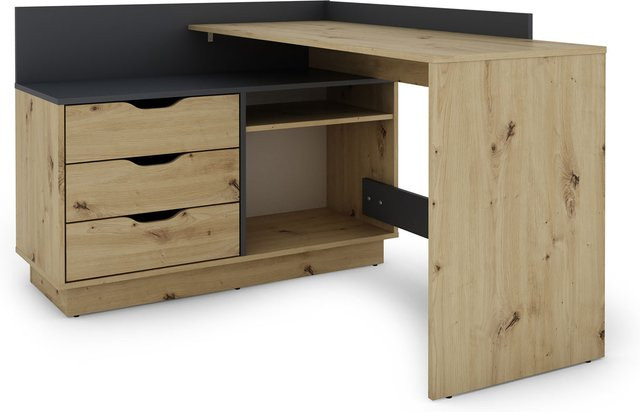 byLIVING Winkelschreibtisch BELFAST in Artisan Eiche und Anthrazit, B: 129 cm, H: 84 cm, T: 105 cm - Bild 1
