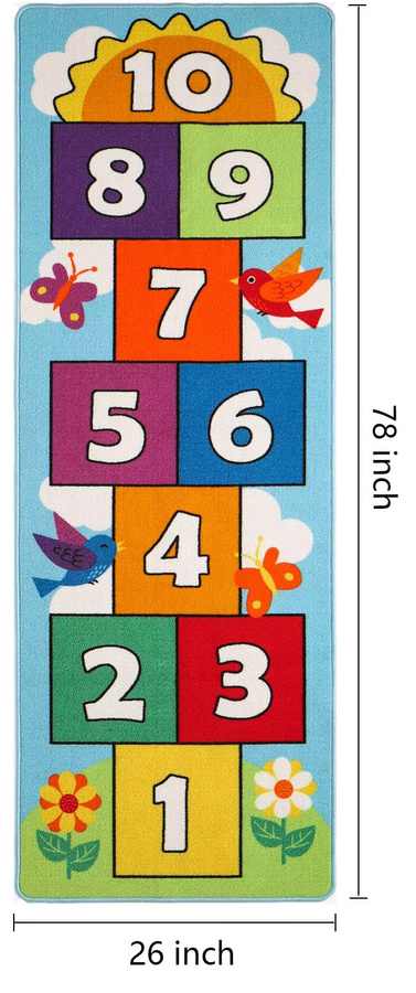 VIKAMA Kinderspielmatte mit Hüpfspiel-Motiv für Kinderzimmer und Wohnzimmer, Mehrfarbig - Bild 5