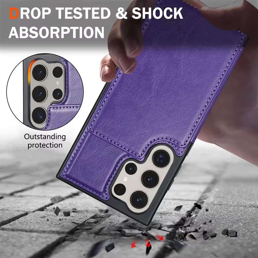 Leder-Brieftasche mit magnetischer Doppel-Schnalle und RFID-Schutz für Samsung Galaxy S25 FE S24 FE S23 Ultra S22 Plus S21 S20 in Lila - Bild 6