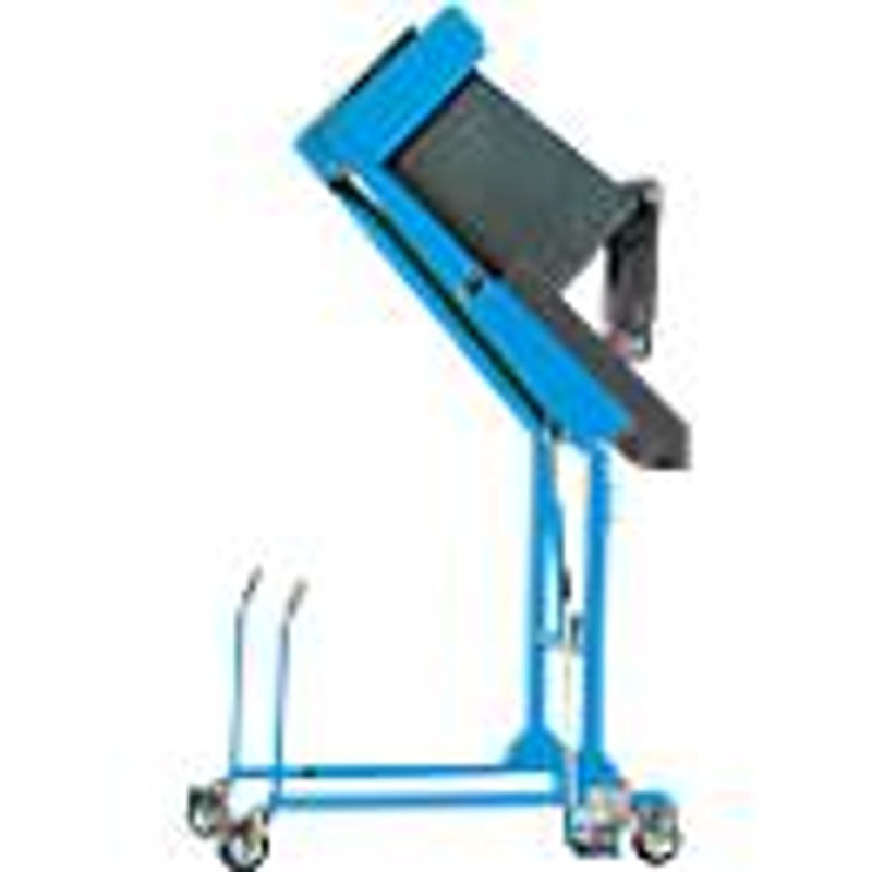 Bauer Mülltonnen-Kippstation MKS für 120 und 240 l Tonnen mit Handpumpe und Rollen, Farbe Blau, Kippwinkel 135 Grad, bis 110 kg belastbar - Bild 2