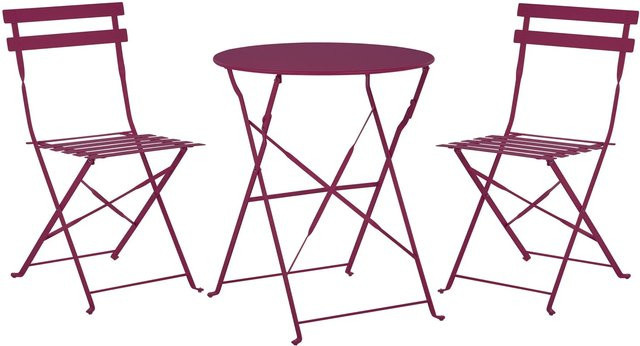 Beliani Bistro Set FIORI aus Metall in Burgunderrot für Garten, Balkon und Terrasse, B/T/H: 60 x 60 x 80 cm - Bild 1