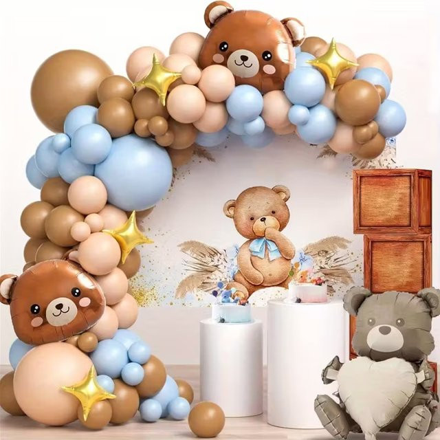 110-teiliges Retro-Bären Ballon-Bogen-Set in Multicolour für deine Geburtstags- und Hochzeitsdekoration - Bild 1