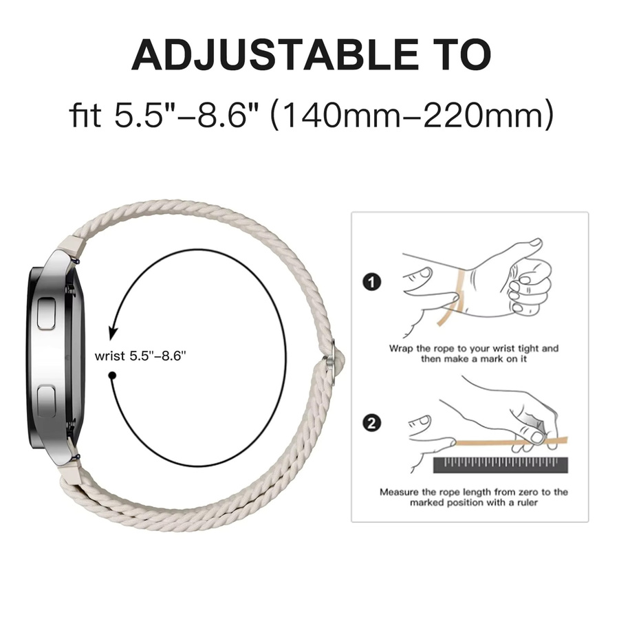 CAOWTAN Uhrenarmband, Textil, Geflochtenes Solo Loop, 20mm/22mm, Unisex - Bild 3
