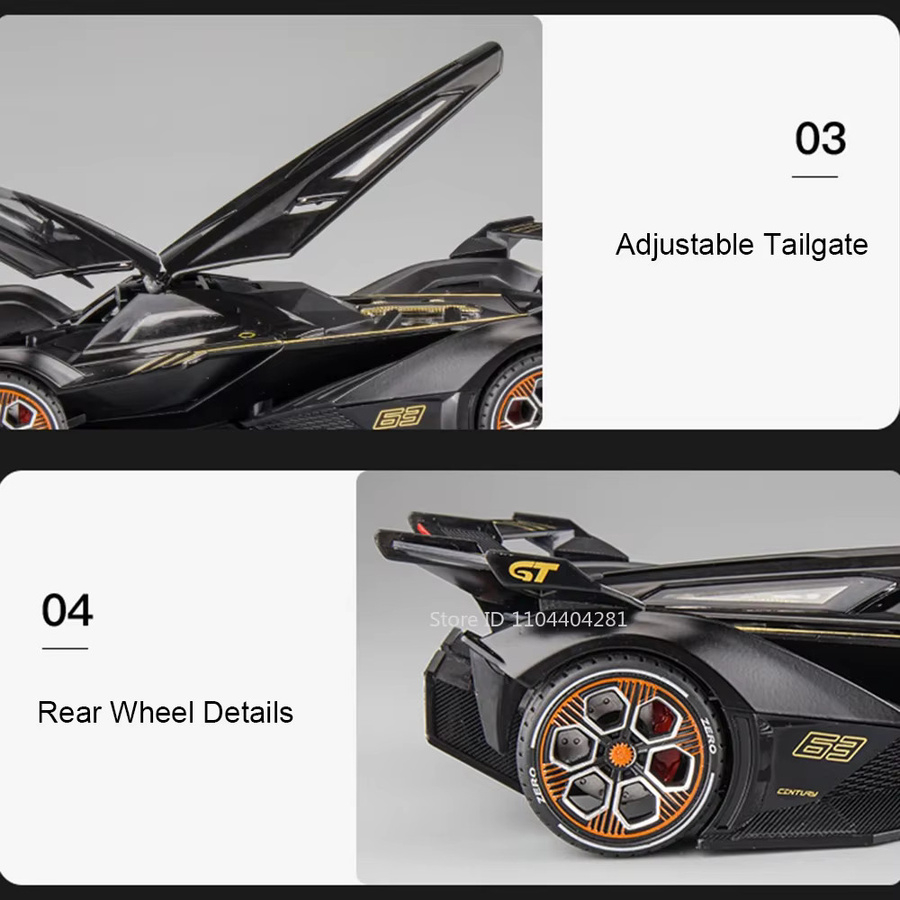 MAKEDA Lambo V12 GT Veneno Sportwagen, 1:22, Metall, mit Sound und Licht - Bild 3
