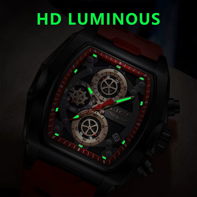 TOP LIGE Armbanduhr Chronograph, Quarz, Edelstahl, Schwarz, Herren - Bild 2
