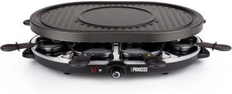 Princess Raclette Grillparty mit 8 ovalen Pfännchen, 1200 W, Schwarz und Edelstahl, B/T/H: 49,0 x 31,8 x 13,4 cm - Bild 1