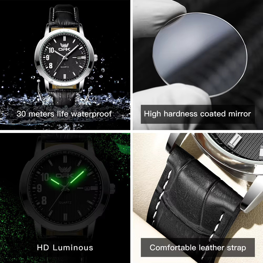 OPK Armbanduhr Quarz, Leder, Schwarz, Herren - Bild 5