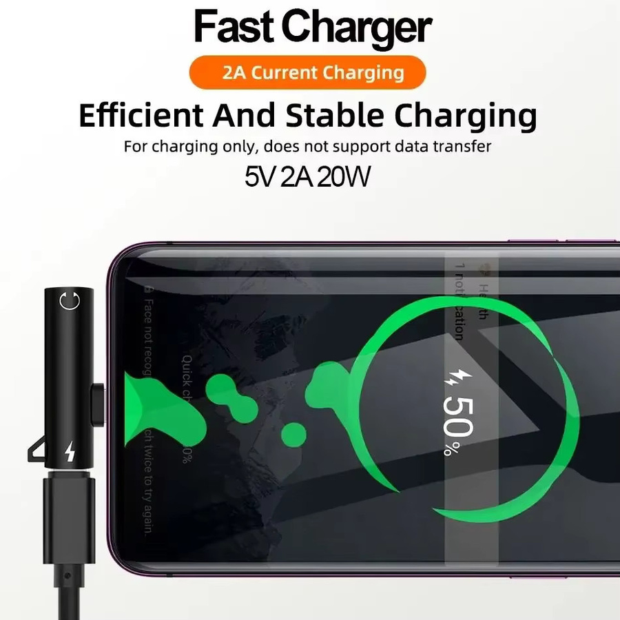 2-in-1 Lightning auf 3,5 mm Klinke Adapter für iPhone 14 13 12 11 X zum gleichzeitigen Laden und Musikhören in Schwarz - Bild 5
