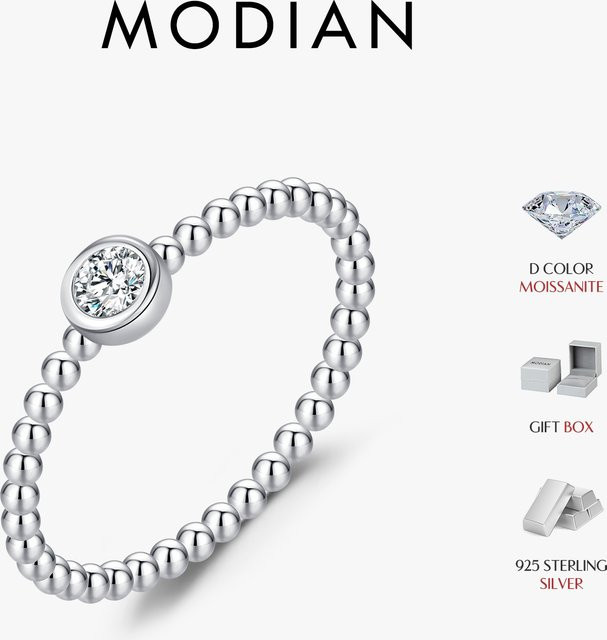 MODIAN Ring 925 Silber, Moissanit, Perle, Damen - Bild 1