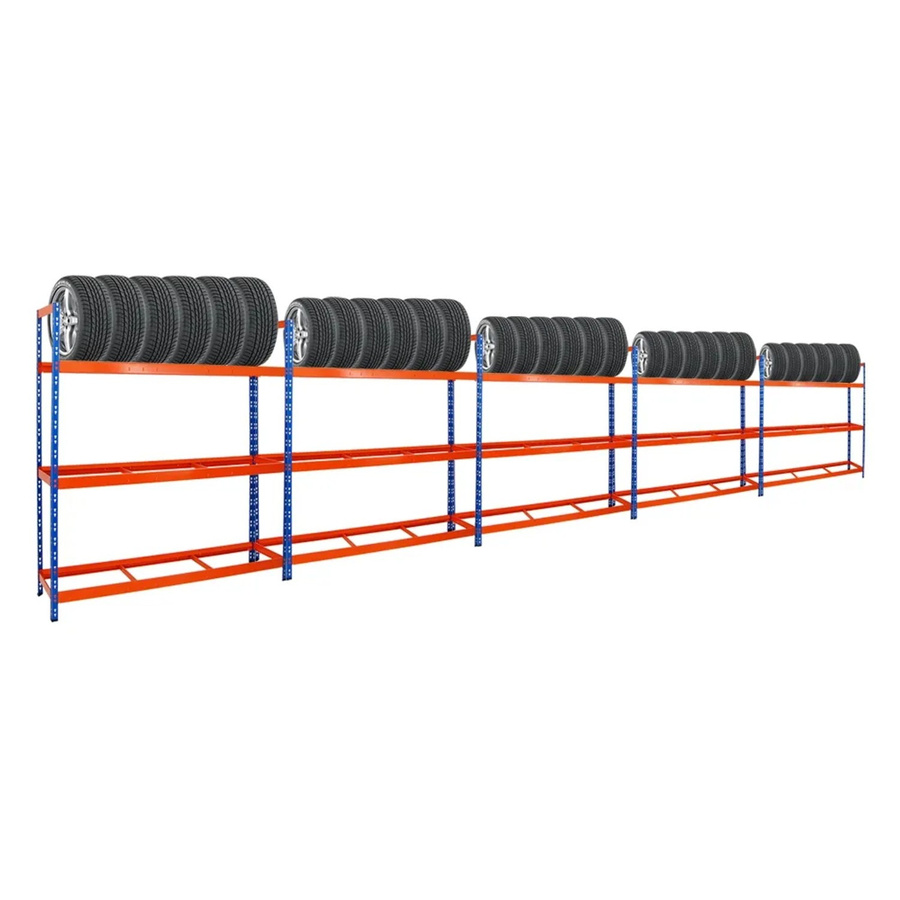 PROREGAL Reifenregal Tiger XL 5er Set, Blau-Orange, H x B x T: 200 x 180 x 45 cm - Bild 2